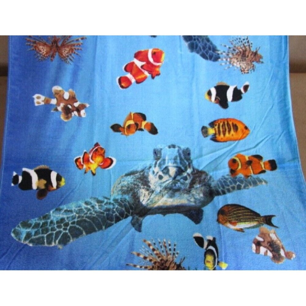 New Hawaiian Sea Turtles Bath Beach Pool Cotton Gift Towel Honu Turtle Coral NIP - Picture 3 of 4